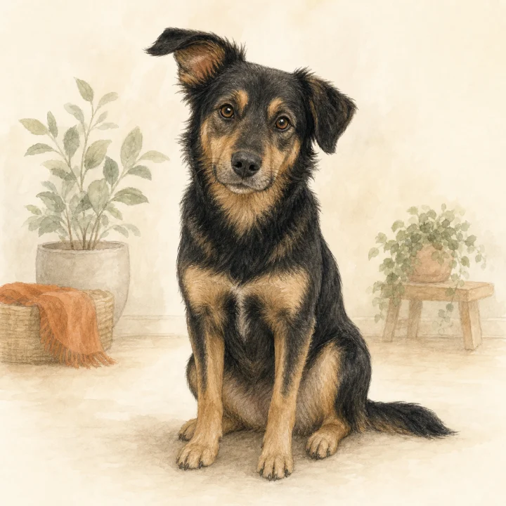 DogSpark’s illustrated dog on a warm cream background.
